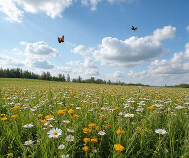 Летний луг с цветами